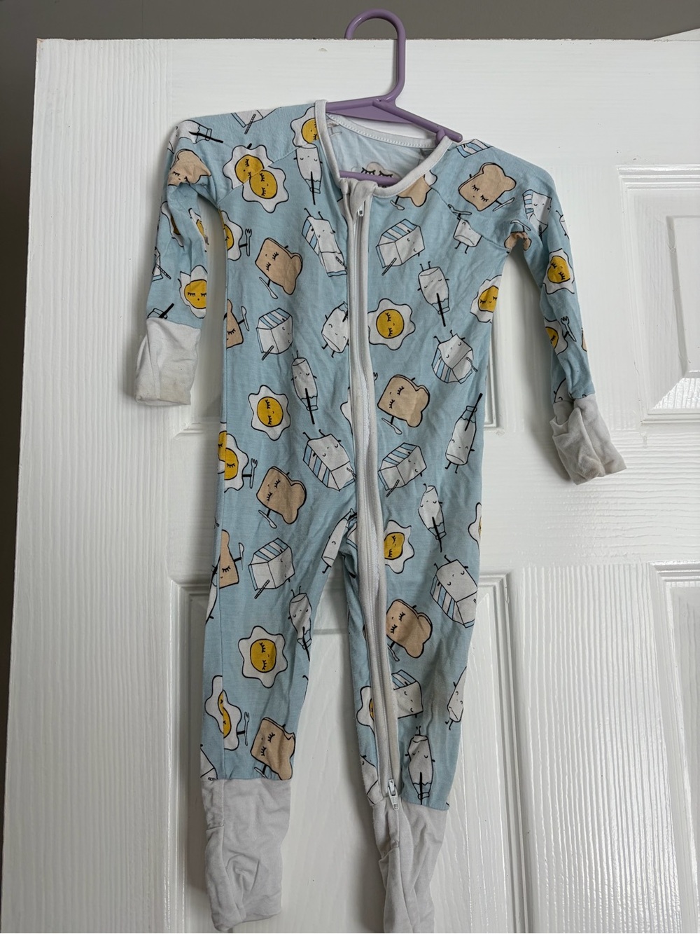 Little Sleepies Blue Breakfast Buddies One Piece Zippie